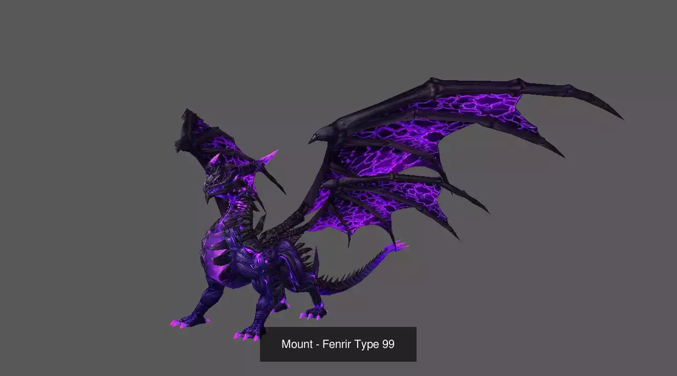 Pack of 100 Stylized Fenrir - Wolf - Bears - Dragons Mounts 3D Model Collection_120