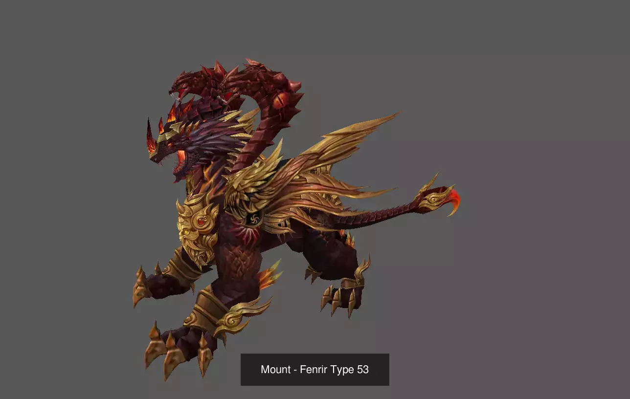 Pack of 100 Stylized Fenrir - Wolf - Bears - Dragons Mounts 3D Model Collection_177