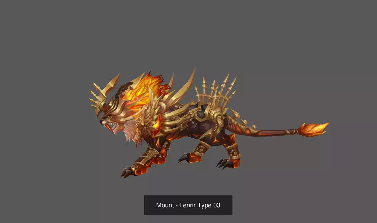 Pack of 100 Stylized Fenrir - Wolf - Bears - Dragons Mounts 3D Model Collection_228