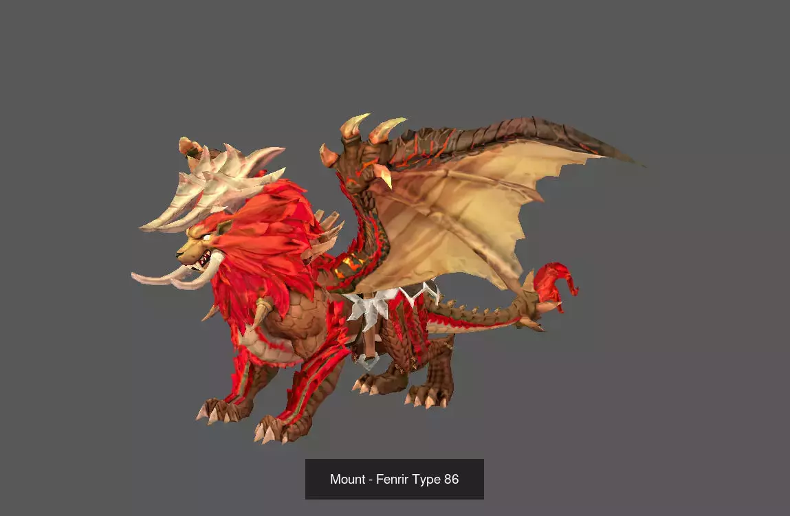 Pack of 100 Stylized Fenrir - Wolf - Bears - Dragons Mounts 3D Model Collection_144