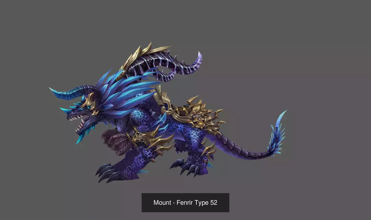 Pack of 100 Stylized Fenrir - Wolf - Bears - Dragons Mounts 3D Model Collection_178