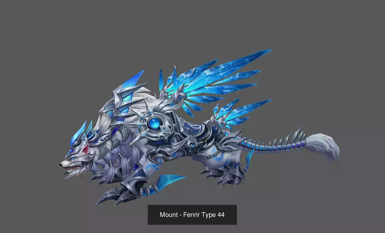 Pack of 100 Stylized Fenrir - Wolf - Bears - Dragons Mounts 3D Model Collection_186