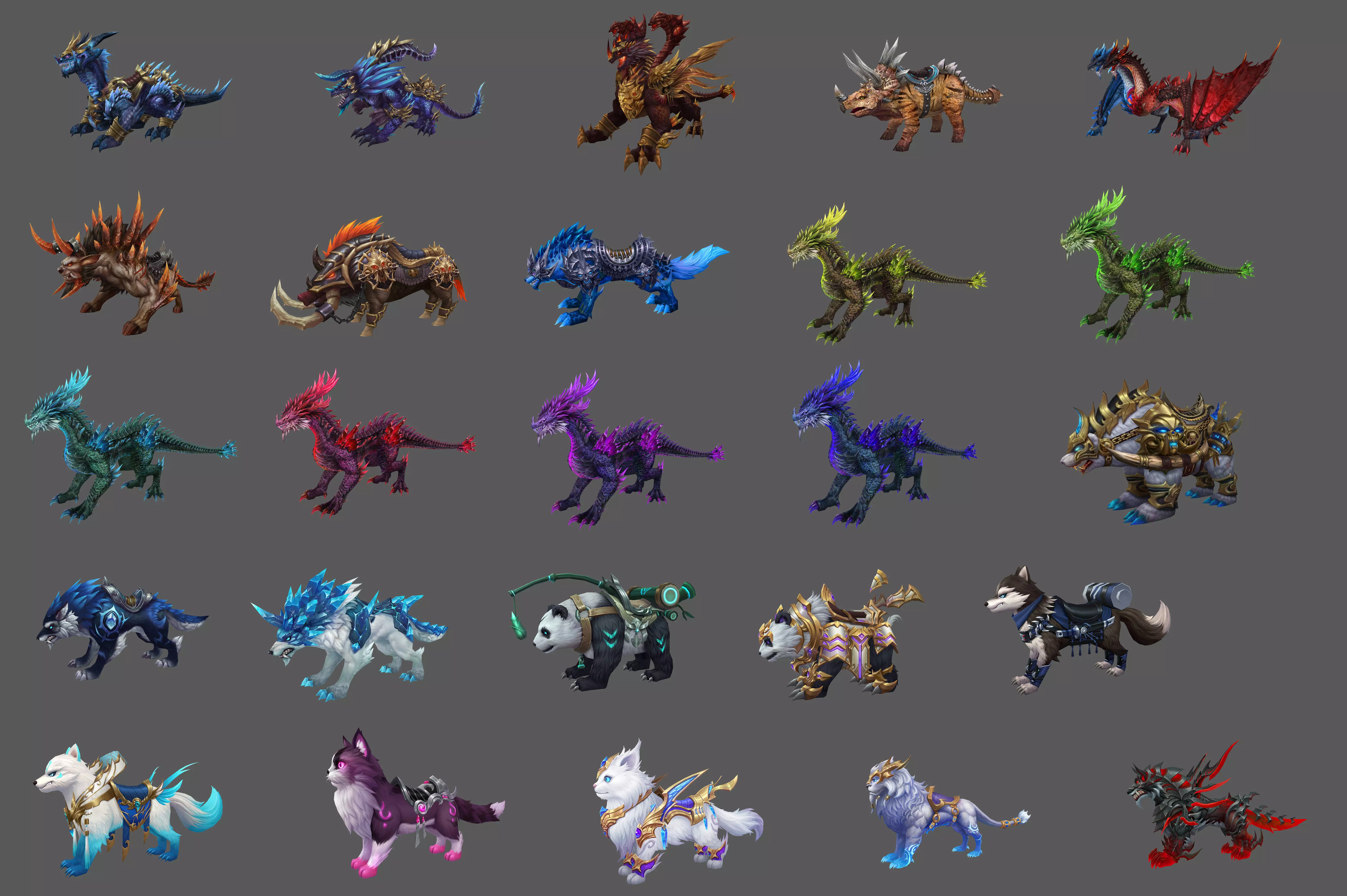 Pack of 100 Stylized Fenrir - Wolf - Bears - Dragons Mounts 3D Model Collection_104