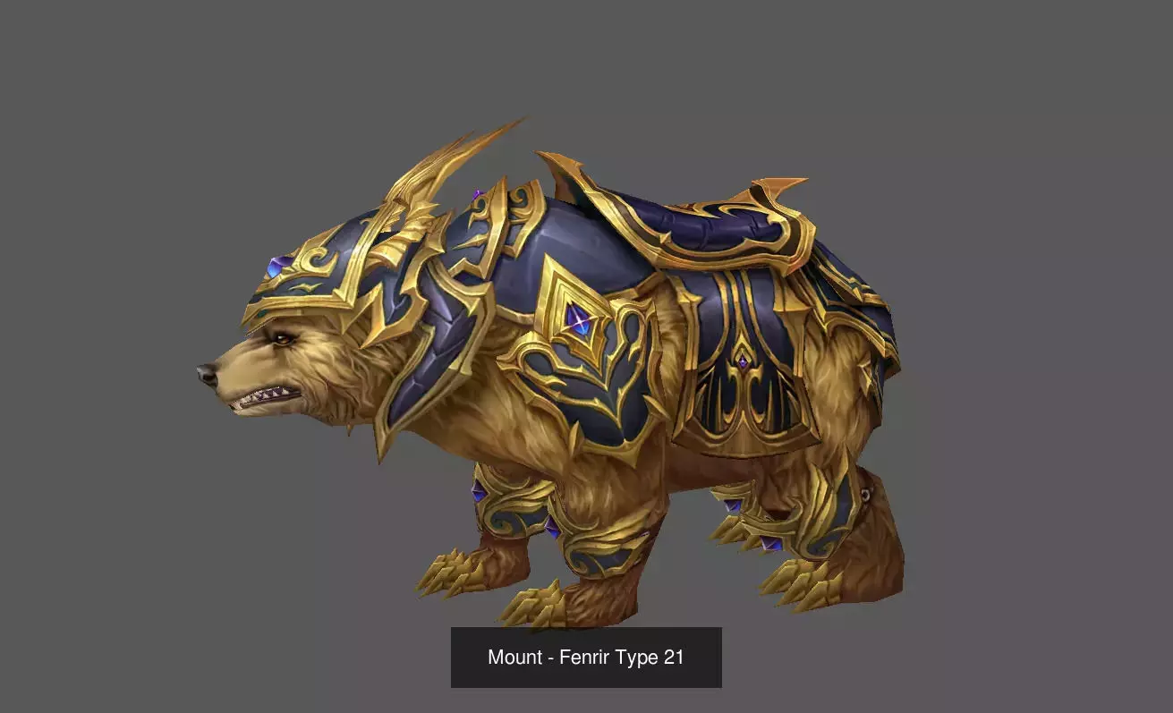 Pack of 100 Stylized Fenrir - Wolf - Bears - Dragons Mounts 3D Model Collection_209