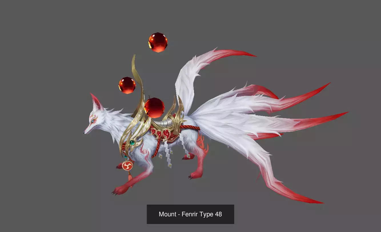 Pack of 100 Stylized Fenrir - Wolf - Bears - Dragons Mounts 3D Model Collection_182