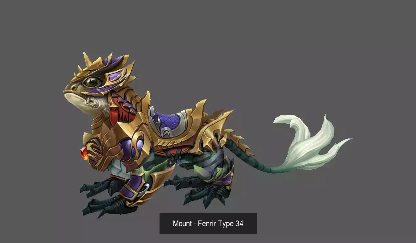 Pack of 100 Stylized Fenrir - Wolf - Bears - Dragons Mounts 3D Model Collection_196