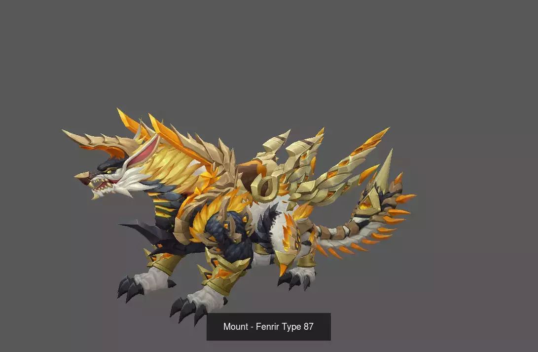 Pack of 100 Stylized Fenrir - Wolf - Bears - Dragons Mounts 3D Model Collection_143