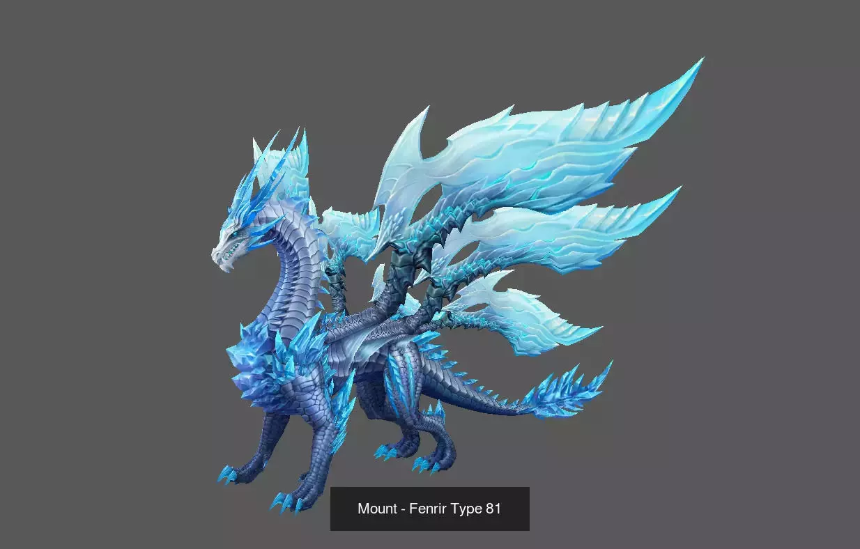 Pack of 100 Stylized Fenrir - Wolf - Bears - Dragons Mounts 3D Model Collection_149