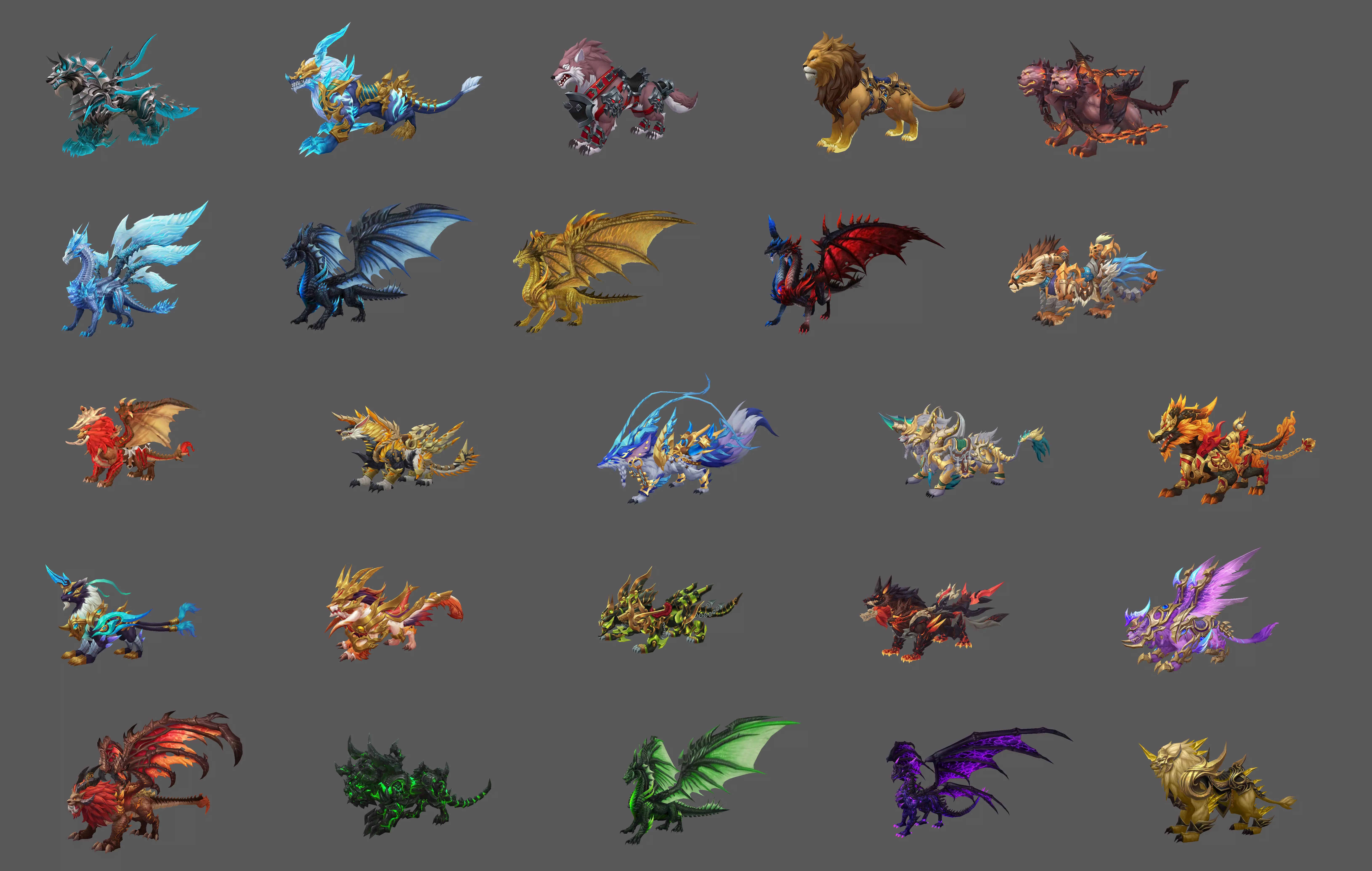 Pack of 100 Stylized Fenrir - Wolf - Bears - Dragons Mounts 3D Model Collection_107