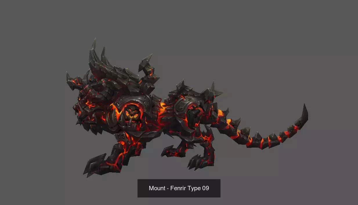 Pack of 100 Stylized Fenrir - Wolf - Bears - Dragons Mounts 3D Model Collection_222