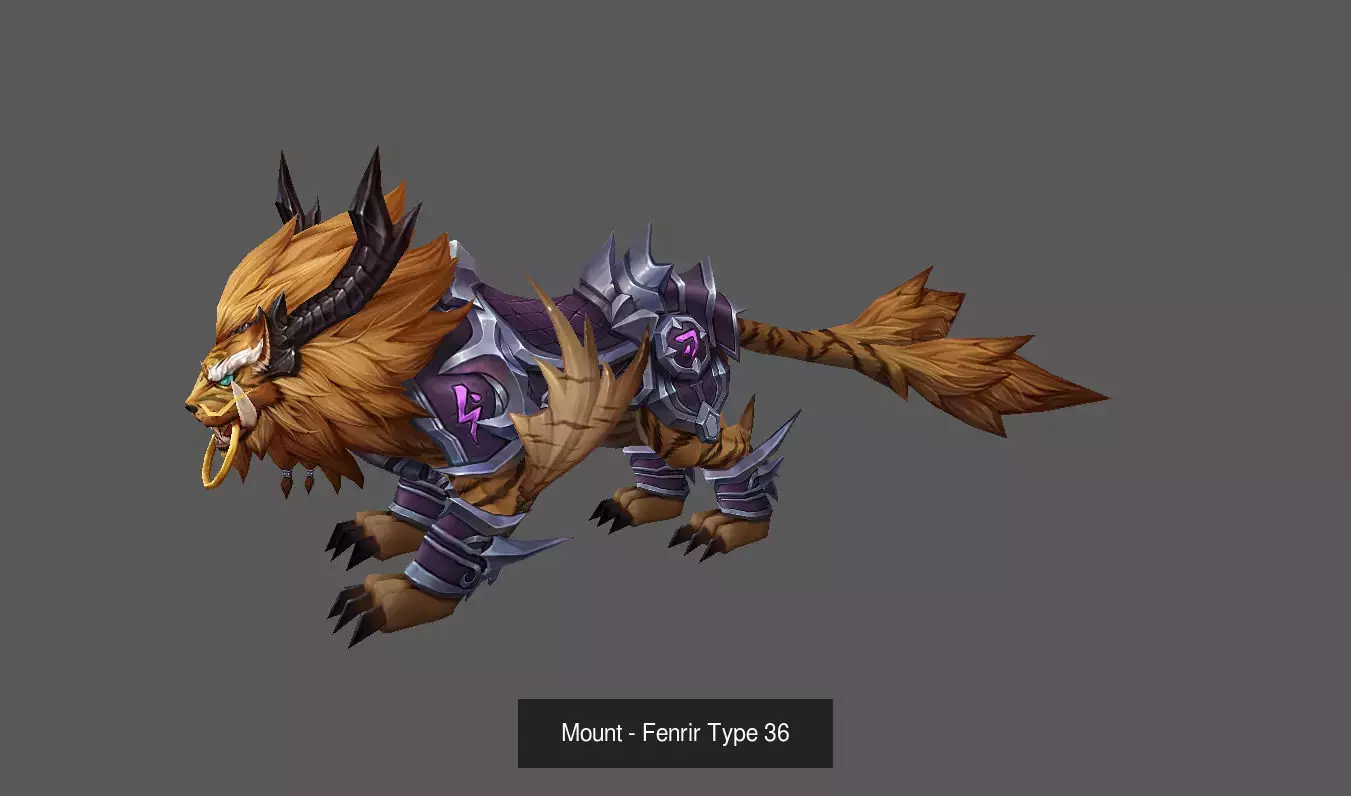 Pack of 100 Stylized Fenrir - Wolf - Bears - Dragons Mounts 3D Model Collection_194