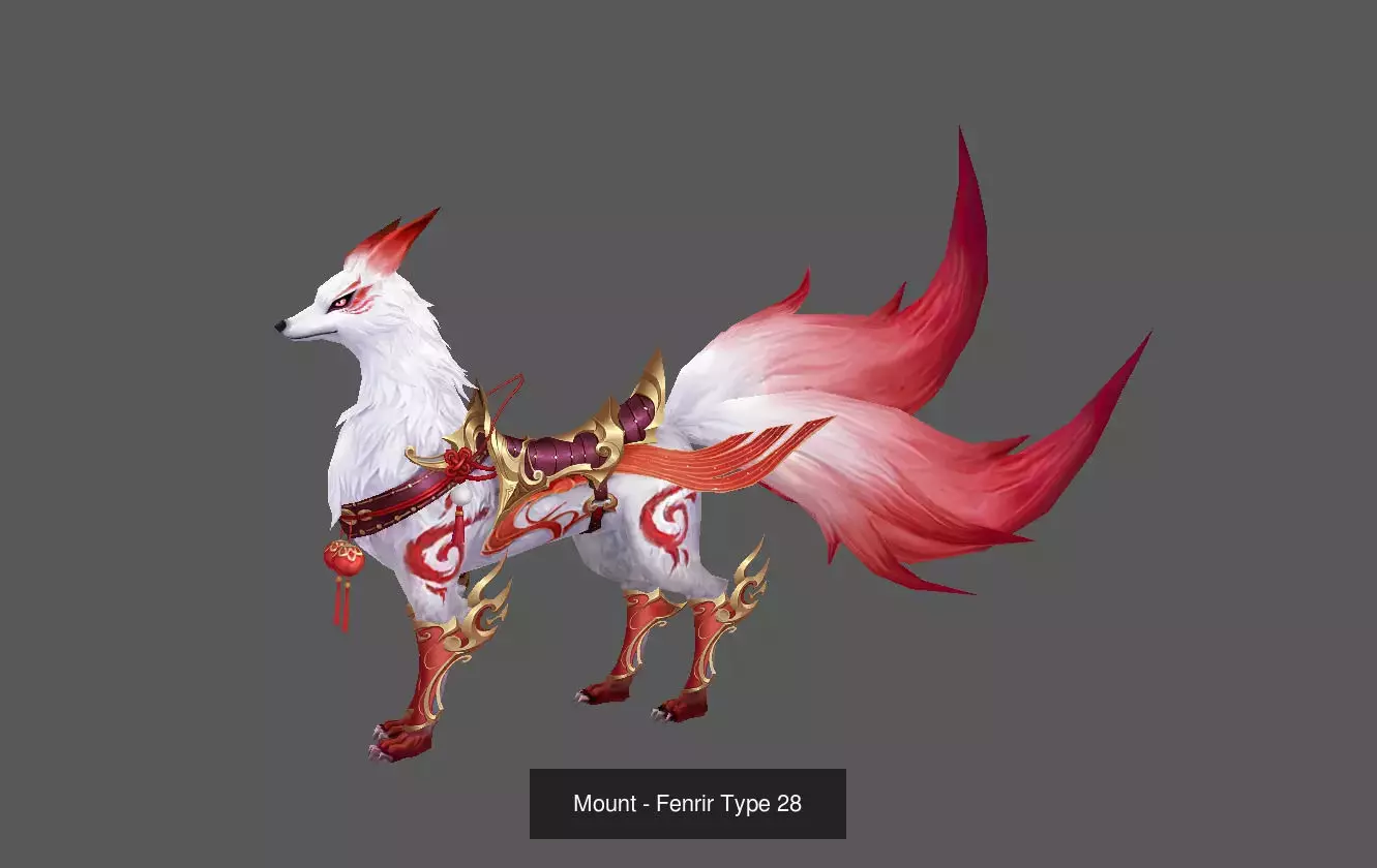 Pack of 100 Stylized Fenrir - Wolf - Bears - Dragons Mounts 3D Model Collection_202