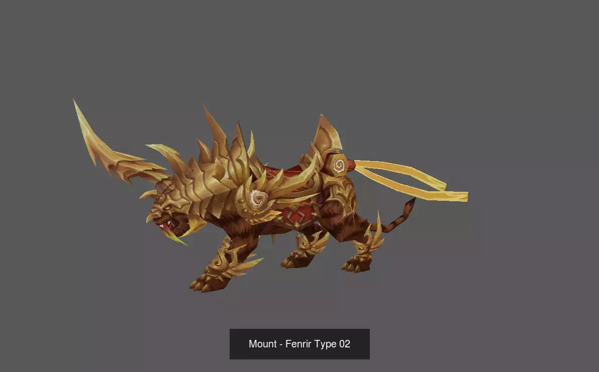 Pack of 100 Stylized Fenrir - Wolf - Bears - Dragons Mounts 3D Model Collection_229