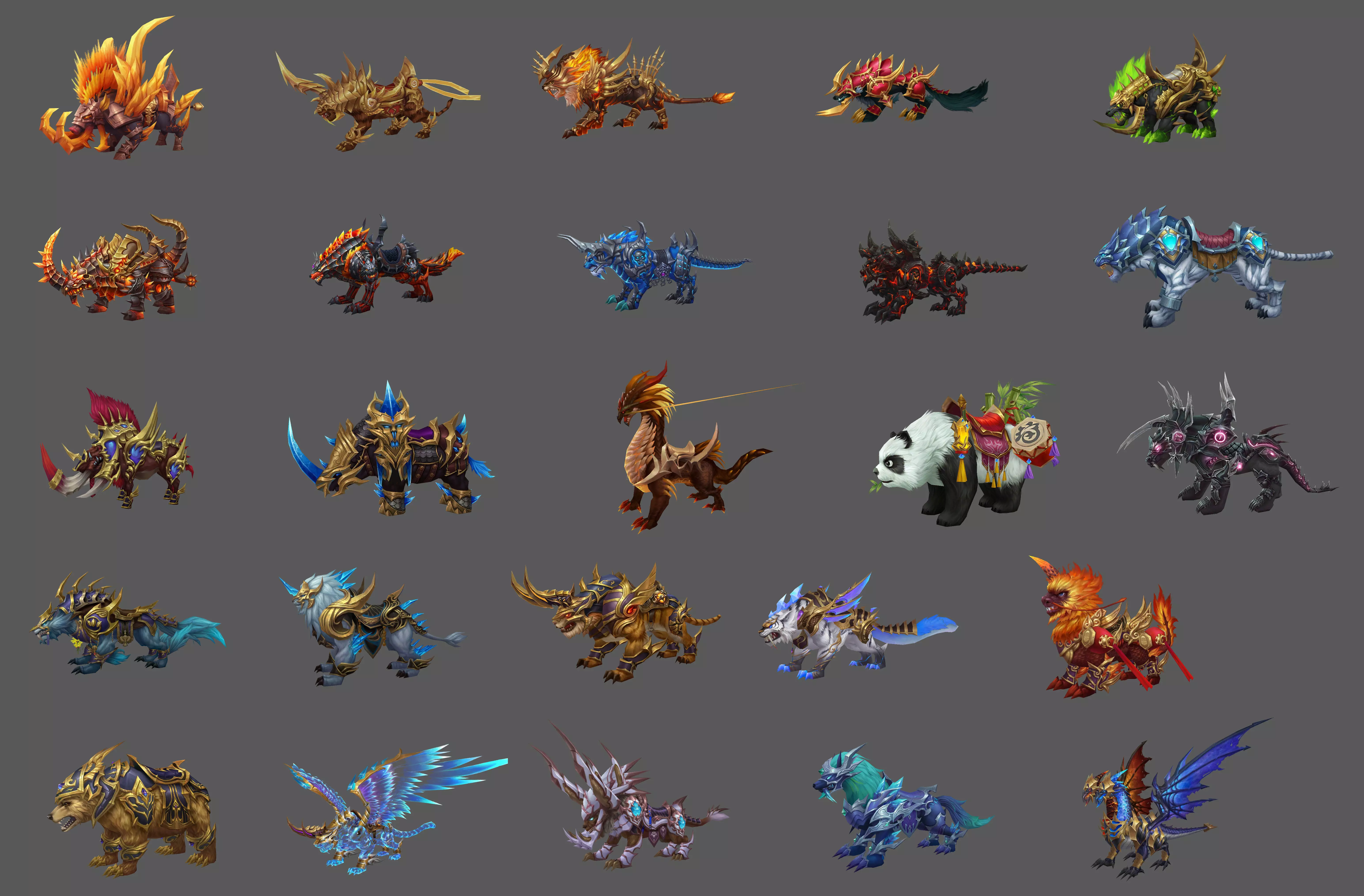 Pack of 100 Stylized Fenrir - Wolf - Bears - Dragons Mounts 3D Model Collection_0