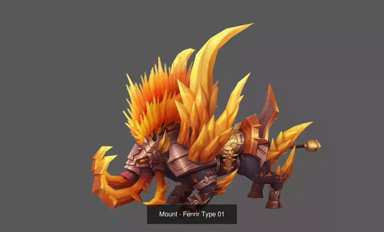 Pack of 100 Stylized Fenrir - Wolf - Bears - Dragons Mounts 3D Model Collection_230