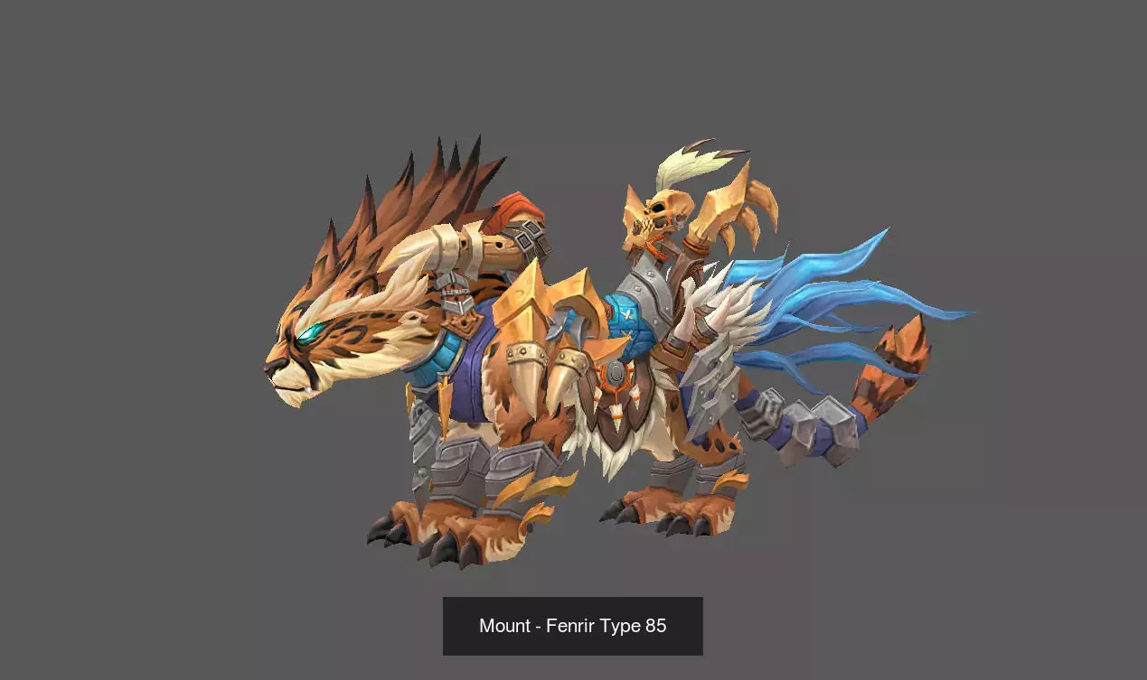 Pack of 100 Stylized Fenrir - Wolf - Bears - Dragons Mounts 3D Model Collection_145