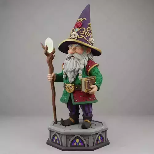 2781Fairy Tale Gnome  Color Full Body Figurine on Base  magic