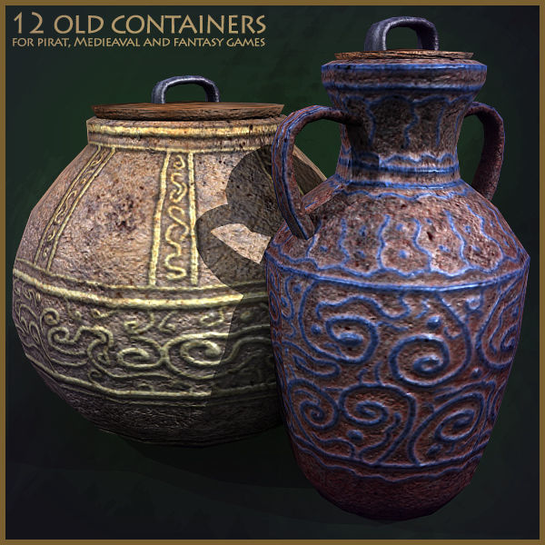 12 Old Containers Low-poly 3D model_4