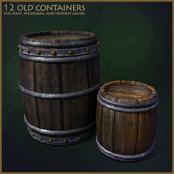 12 Old Containers Low-poly 3D model_3