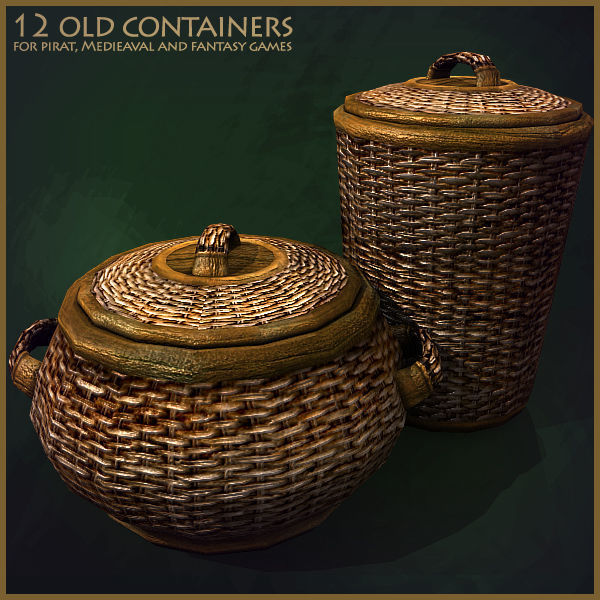 12 Old Containers Low-poly 3D model_6