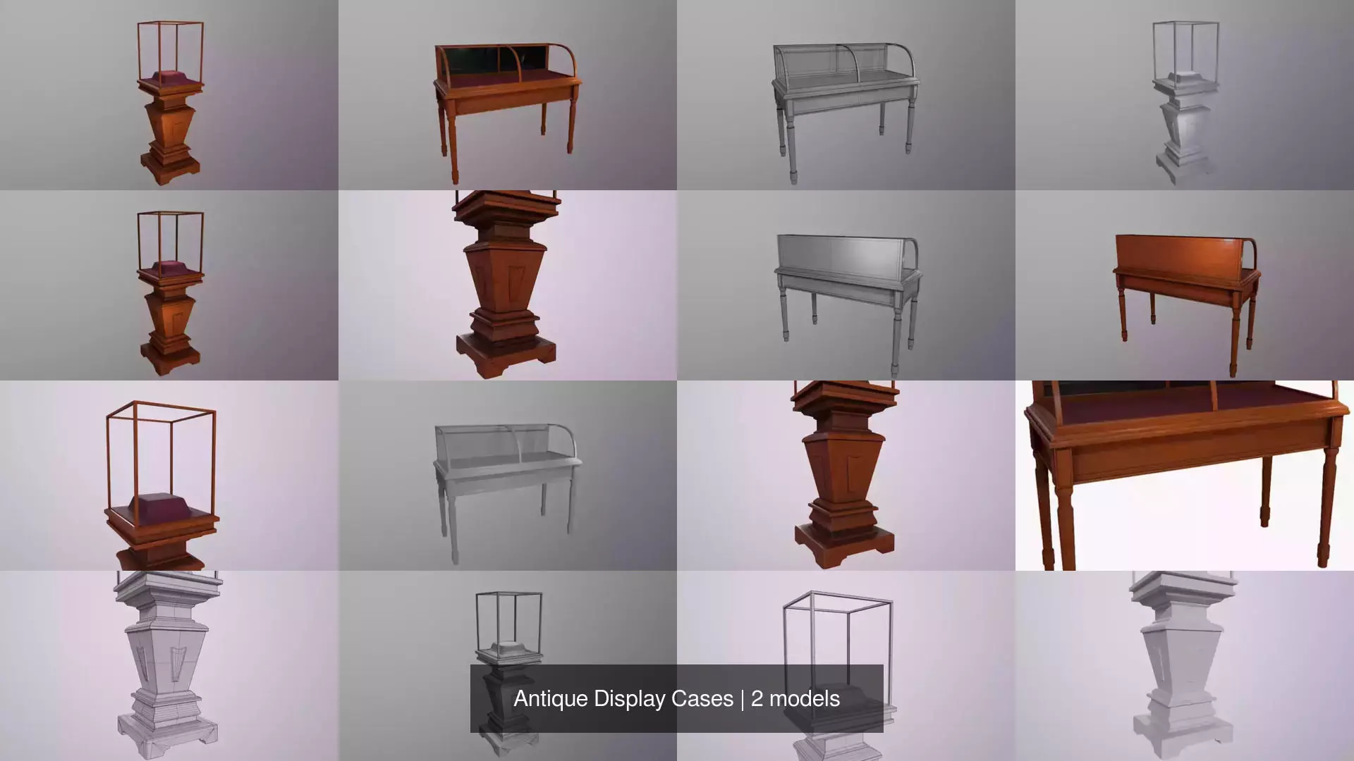 Antique Display Cases 3D Model Collection_0