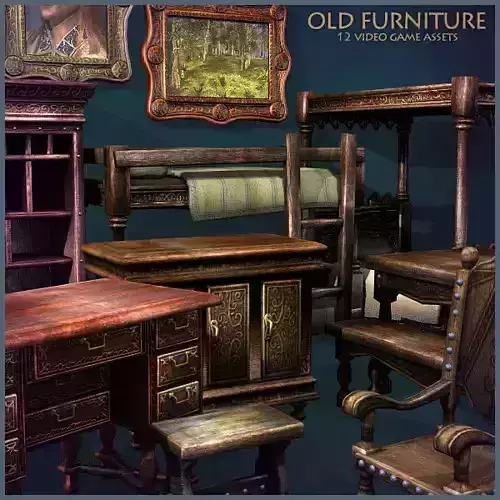 Old Furniture Low-poly 3D model