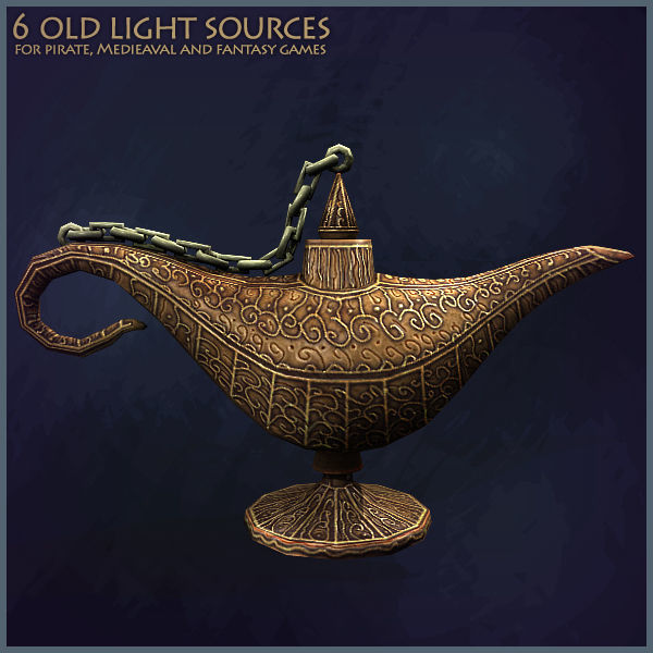 6 Old Light Sources Low-poly 3D model_10