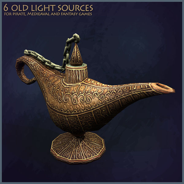 6 Old Light Sources Low-poly 3D model_7
