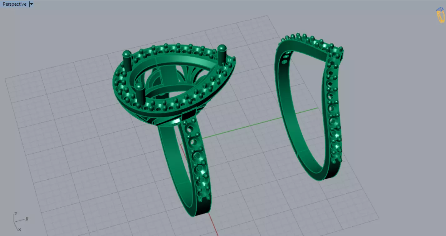 Classic Pear Cut Solitaire with Halo Engagement Set wr0121 3D print model_5