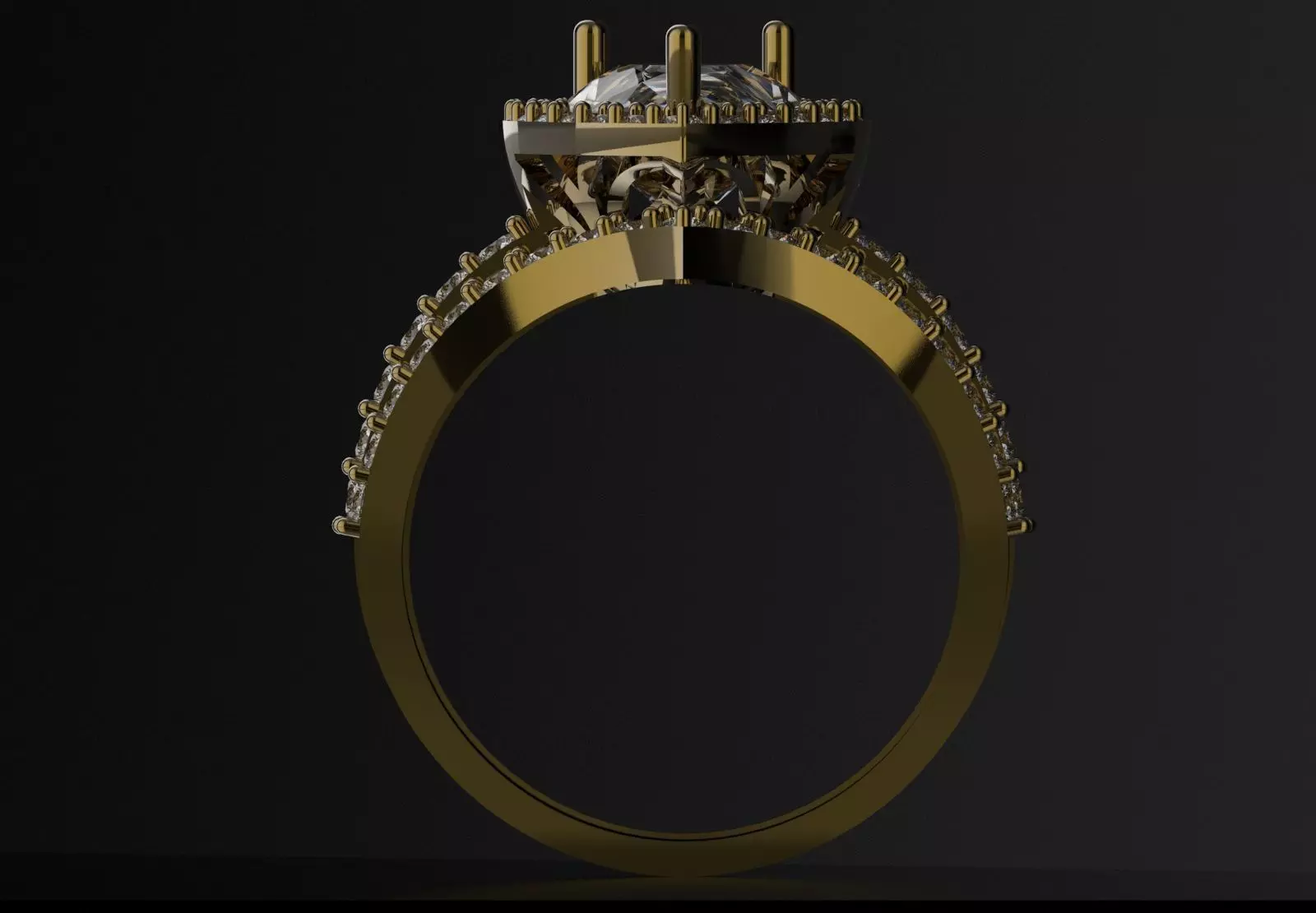 Classic Pear Cut Solitaire with Halo Engagement Set wr0121 3D print model_2