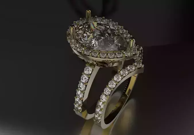 Classic Pear Cut Solitaire with Halo Engagement Set wr0121