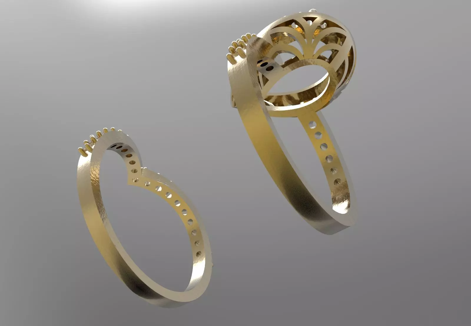 Classic Pear Cut Solitaire with Halo Engagement Set wr0121 3D print model_11