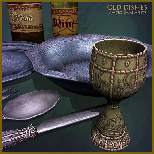 Old Dishes Low-poly 3D model