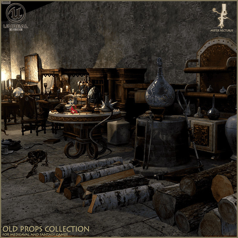 Old Props Unreal Pack Low-poly 3D model_2