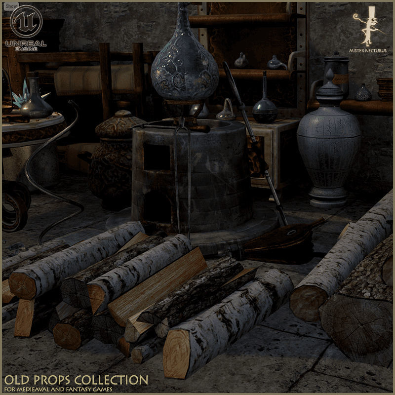 Old Props Unreal Pack Low-poly 3D model_4