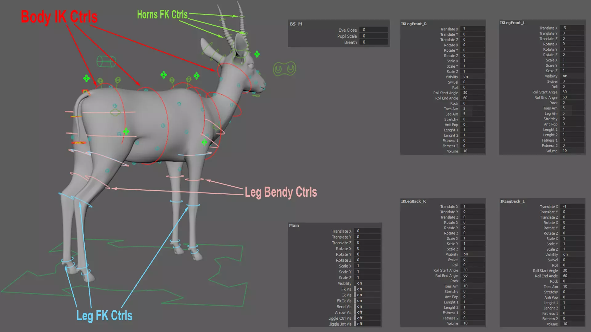 Gazelle Xgen Rigged 3D model_24