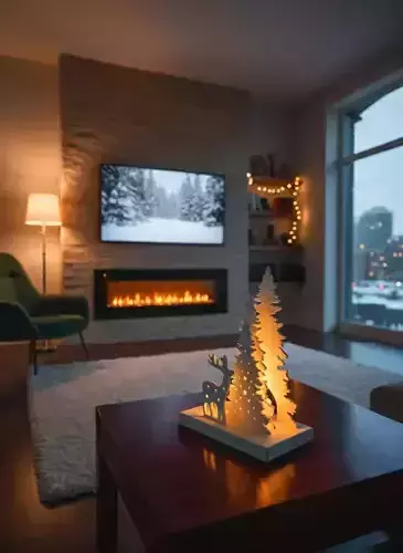 Christmas Decor Scene with LED tealight holder