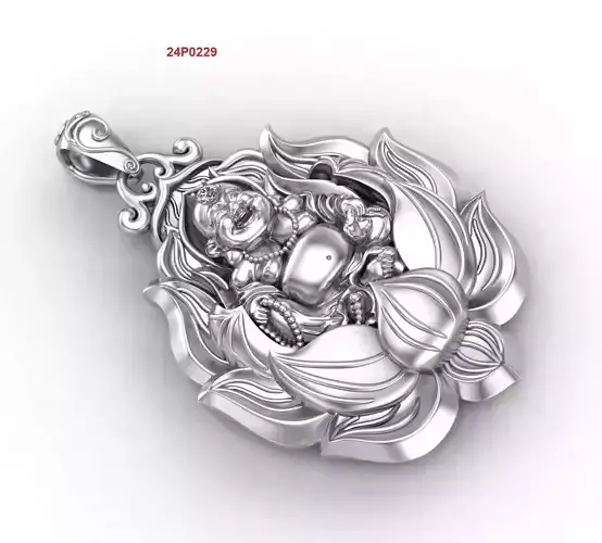 Maitreya Buddha With Lotus Pendant