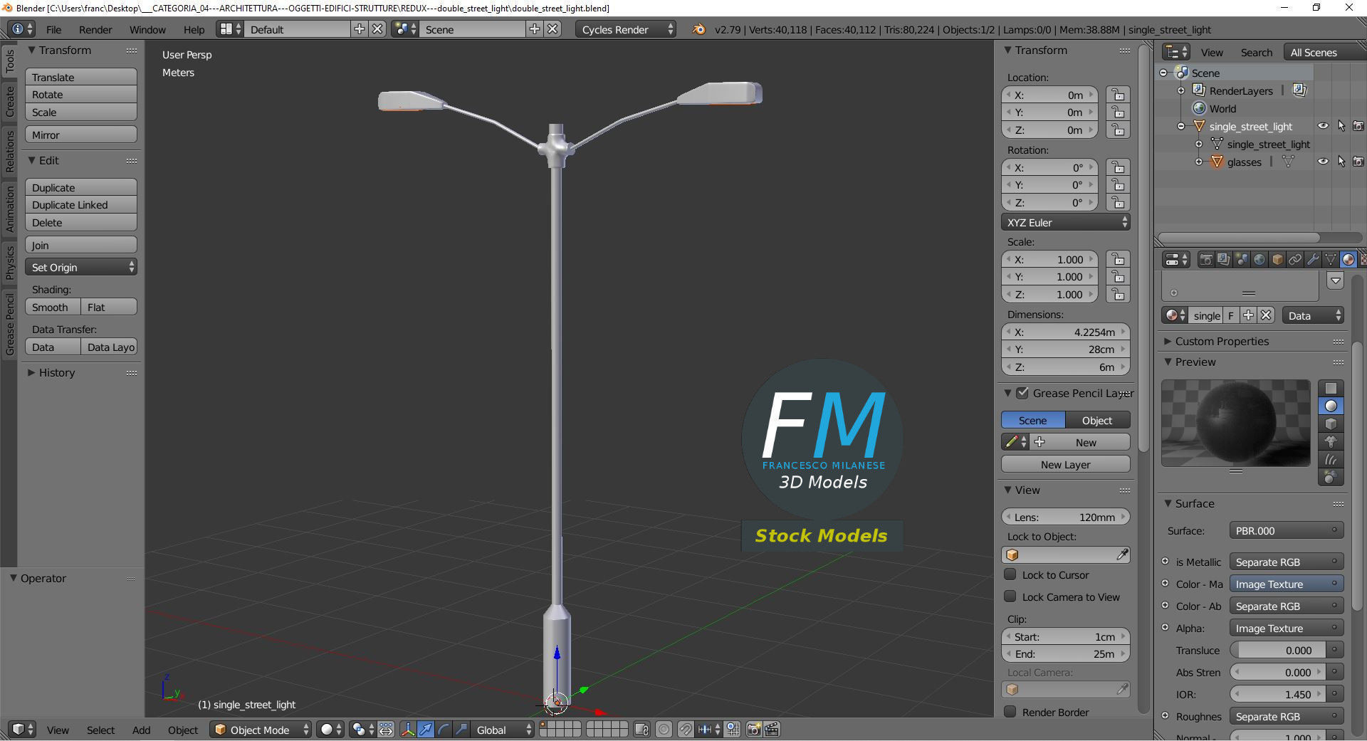 Double street light 3D model_9