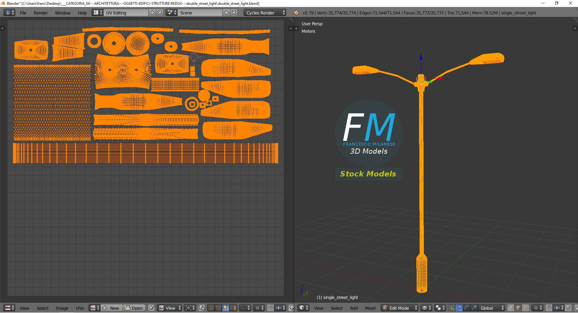 Double street light 3D model_10
