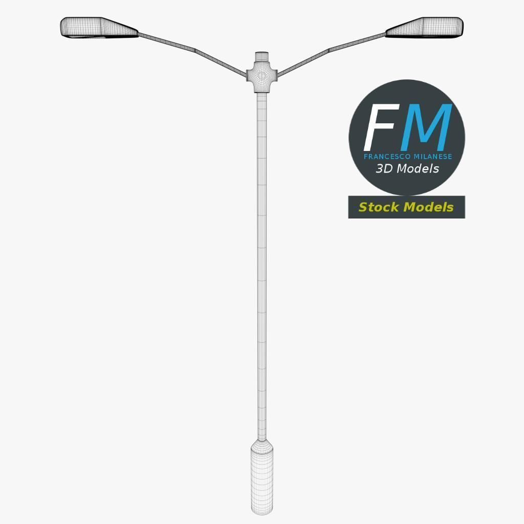 Double street light 3D model_7