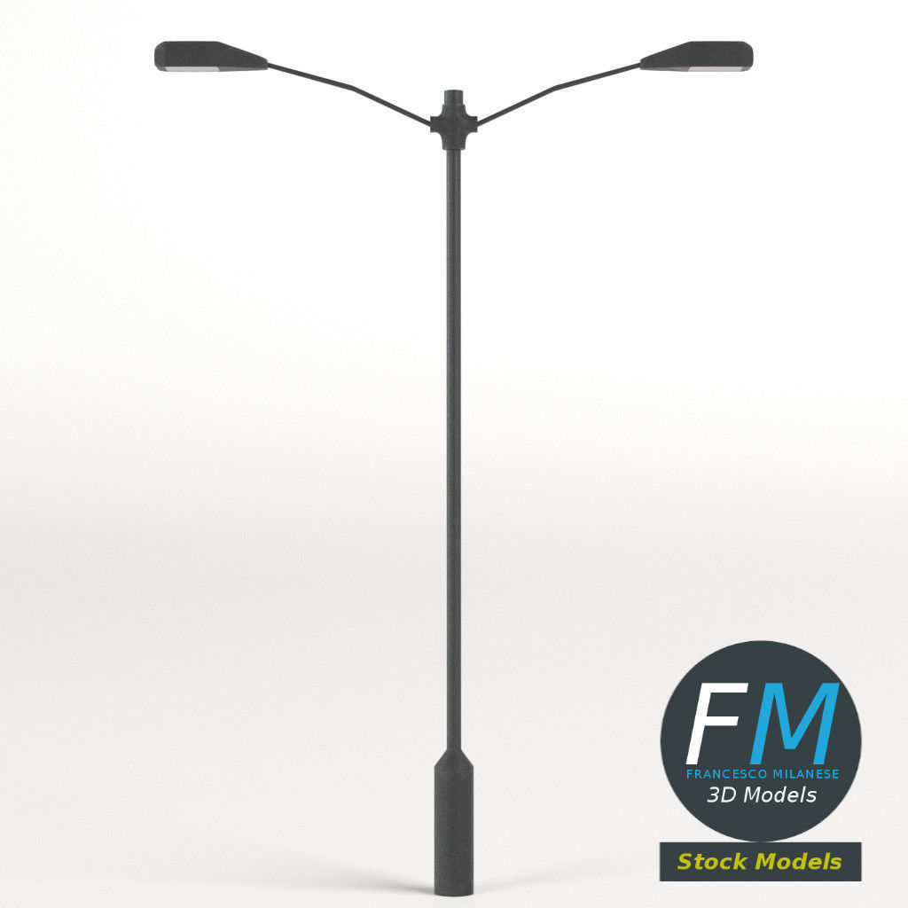 Double street light 3D model_3