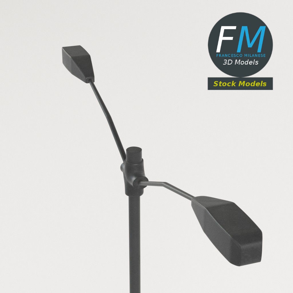 Double street light 3D model_2