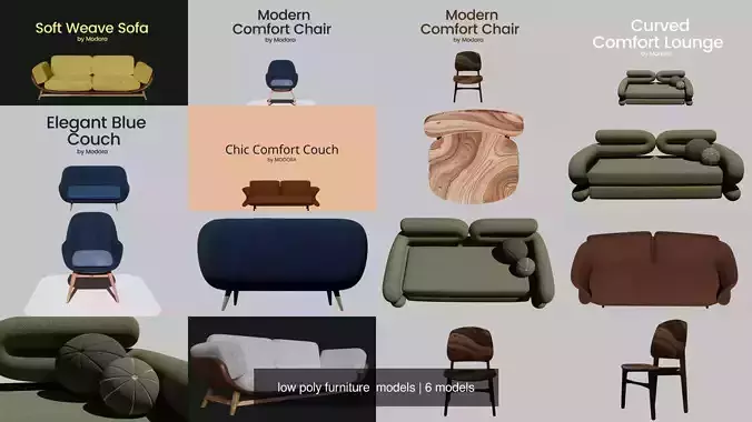  low poly furniture  models