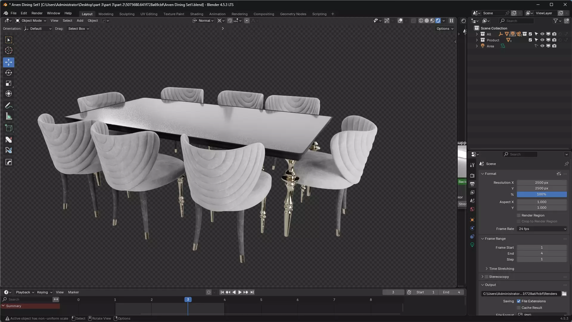 Arven Dining Set 3D model_6