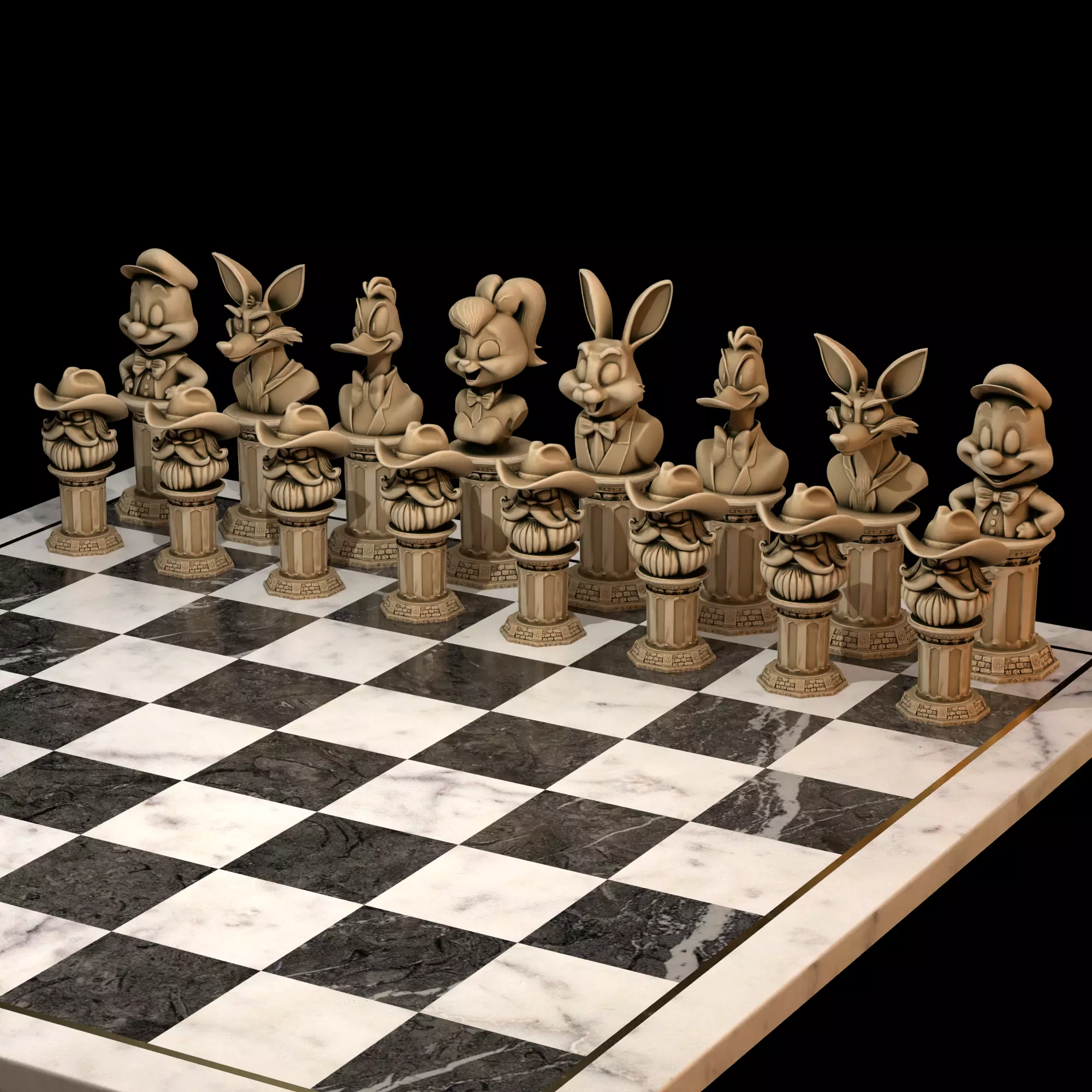 Looney Tunes Chess Set Bugs Lola Daffy Elmer Yosemite Sam 3D print model_18