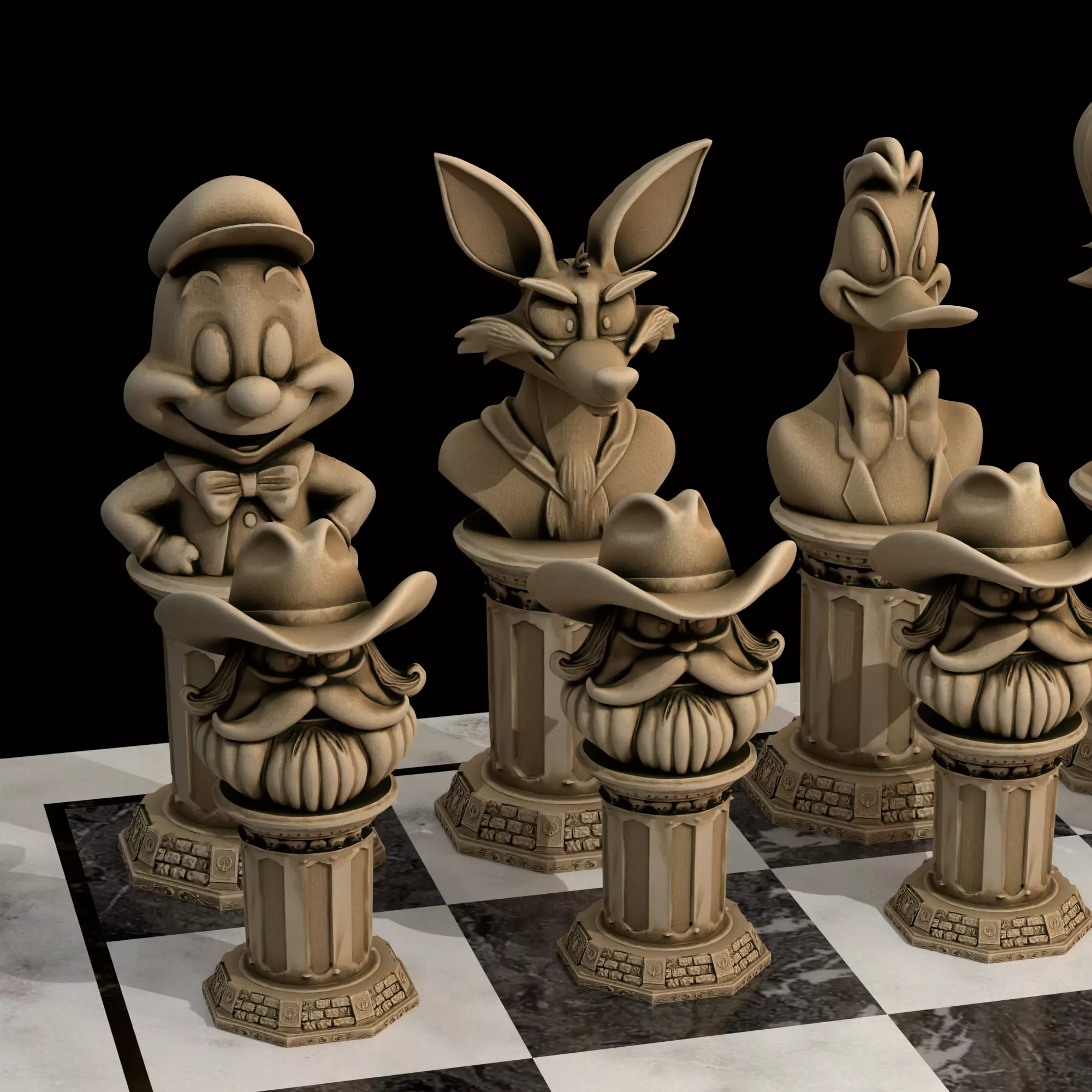 Looney Tunes Chess Set Bugs Lola Daffy Elmer Yosemite Sam 3D print model_17