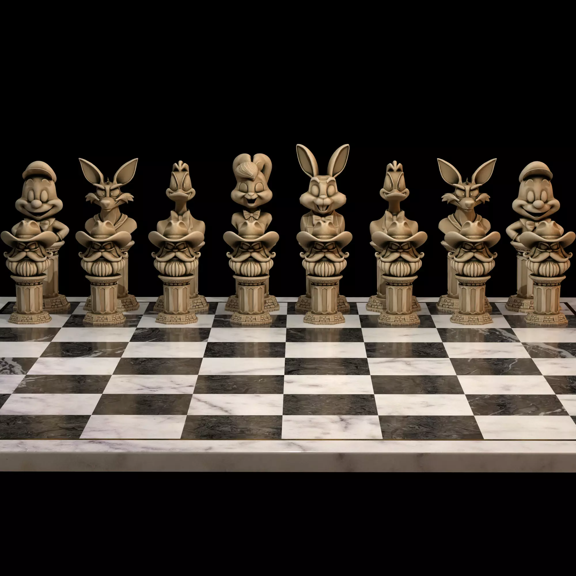 Looney Tunes Chess Set Bugs Lola Daffy Elmer Yosemite Sam 3D print model_13