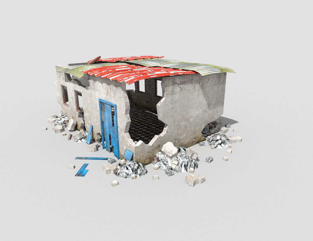 destroyed building 5 Low-poly 3D model_1