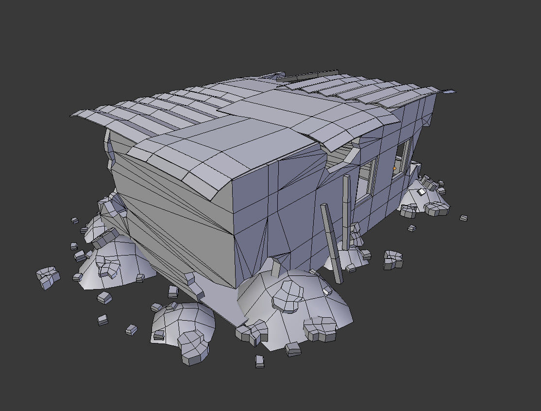 destroyed building 5 Low-poly 3D model_7